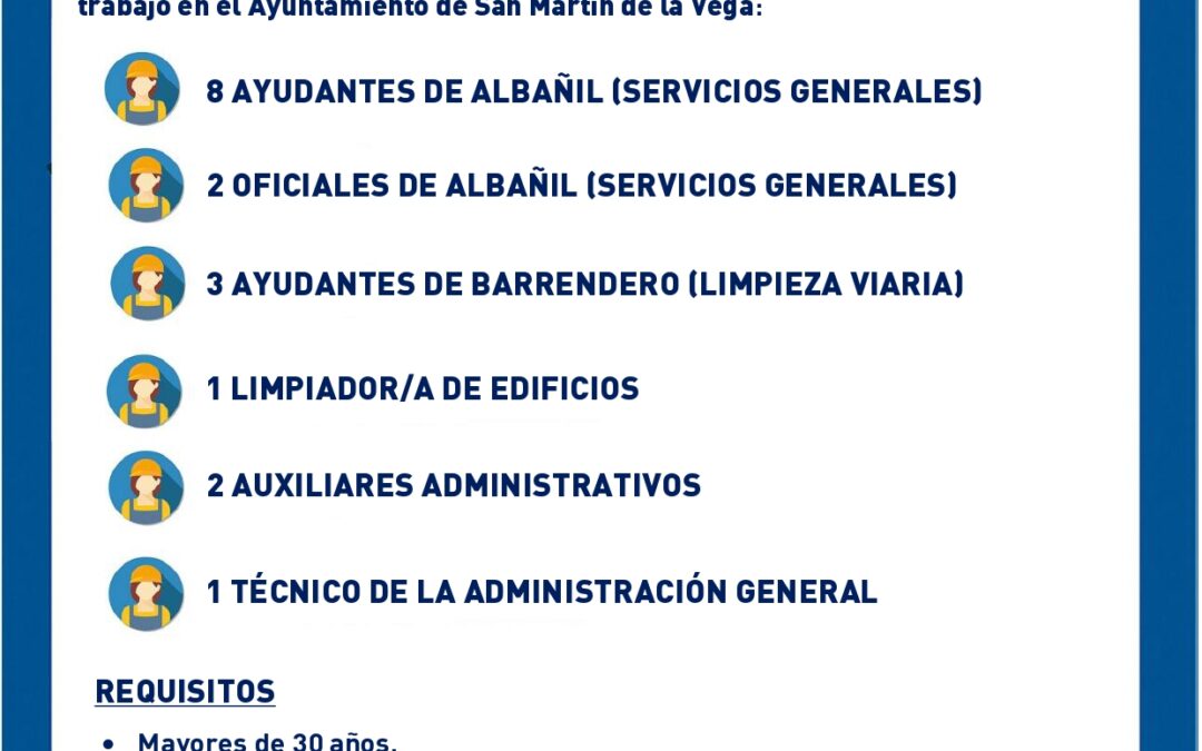San Martín de la Vega contratará a 17 vecinos desempleados de larga duración