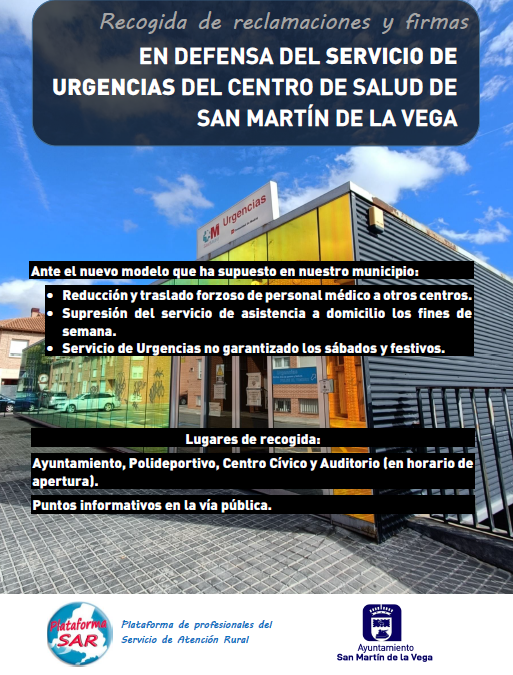 San Martín de la Vega recogerá firmas en defensa de las Urgencias