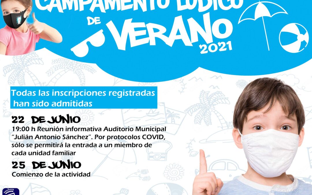 Listado de admitidos en los campamentos lúdicos verano 2021