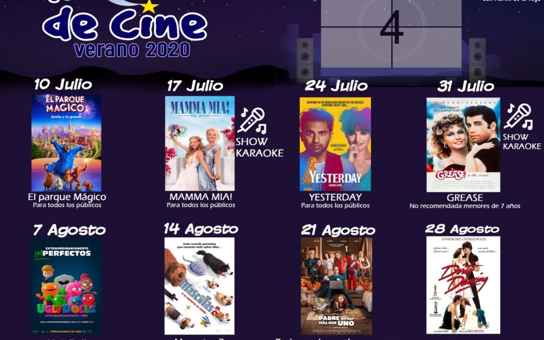 El Ayuntamiento del municipio anuncia la programación de cine al aire libre en los meses de julio y agosto que contarán con el doble de sesiones respecto a 2019