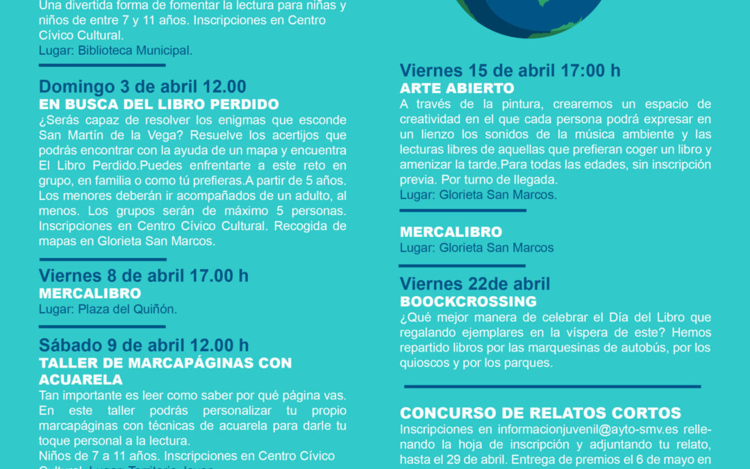 San Martín de la Vega celebra el Día del Libro con una programación muy especial