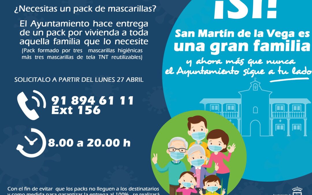 San Martín de la Vega entregará un pack de seis mascarillas a cada vivienda